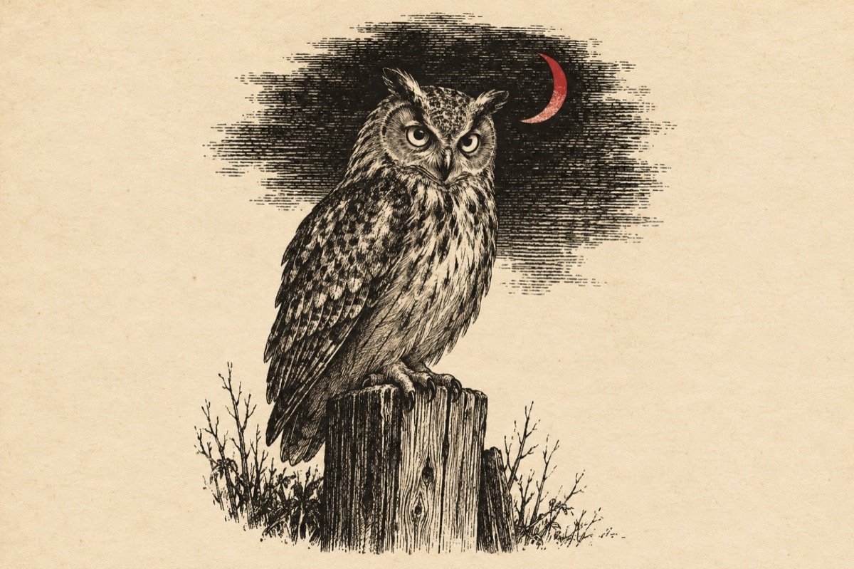 Ilustrație pentru poezia „Bufnița”