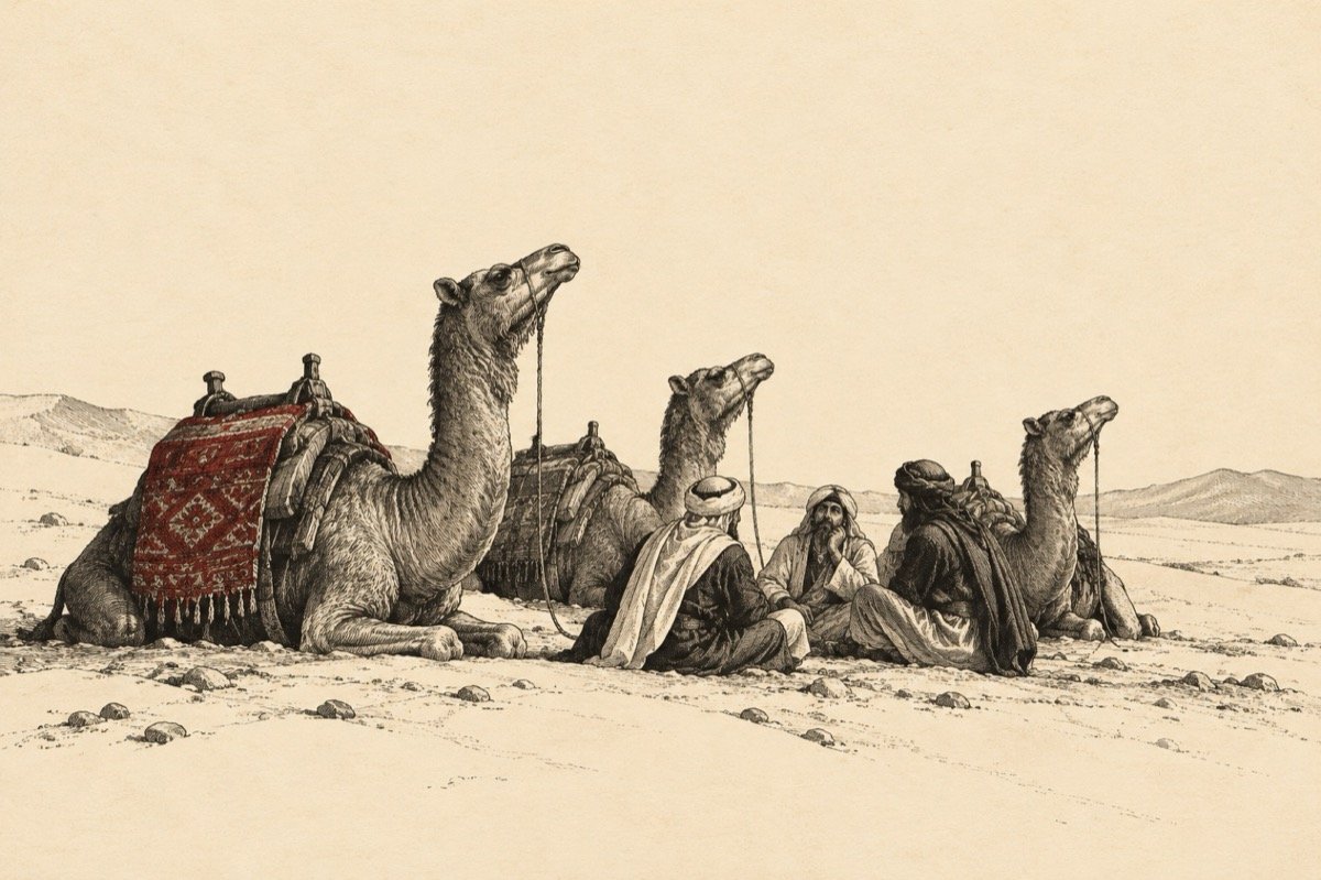Ilustrație pentru poezia „Caravana”