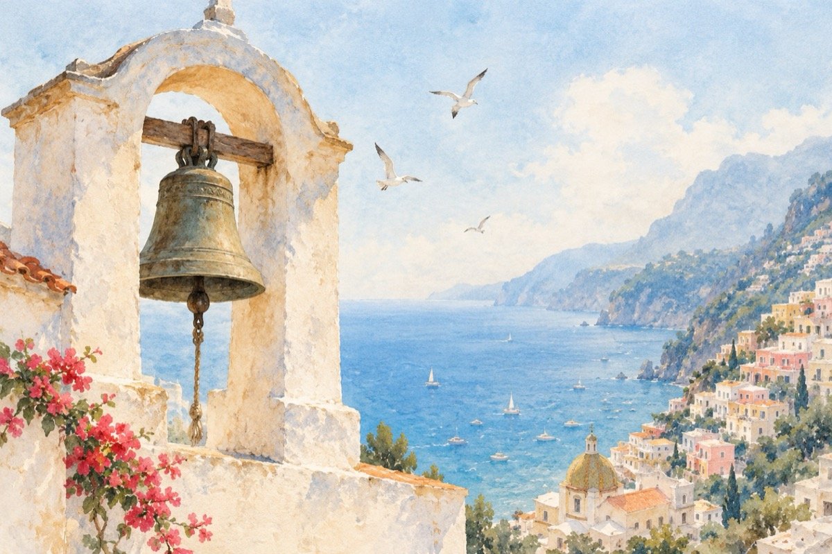 Ilustrație pentru poezia „Clopotele la Positano”