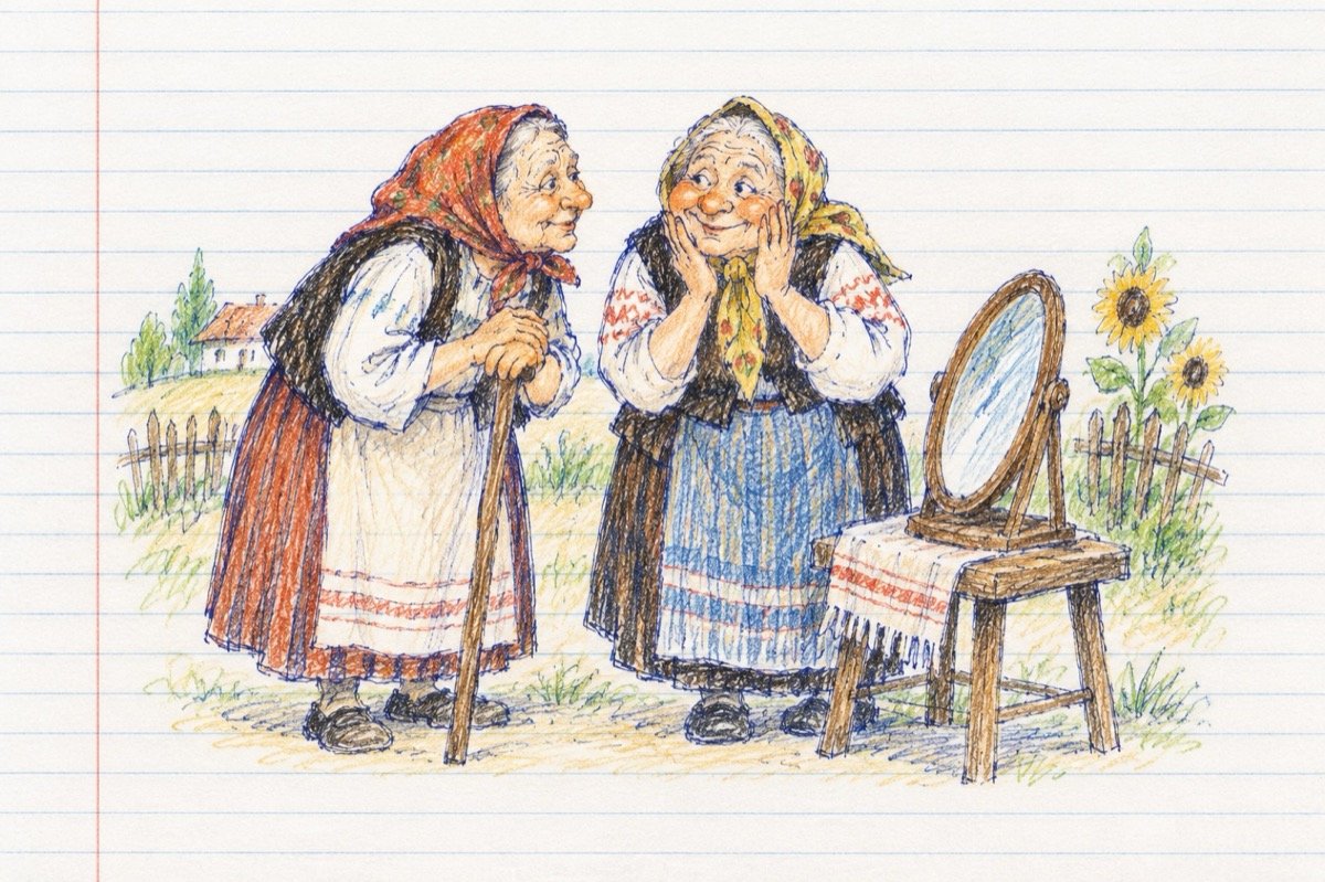 Ilustrație pentru poezia „Două babe”