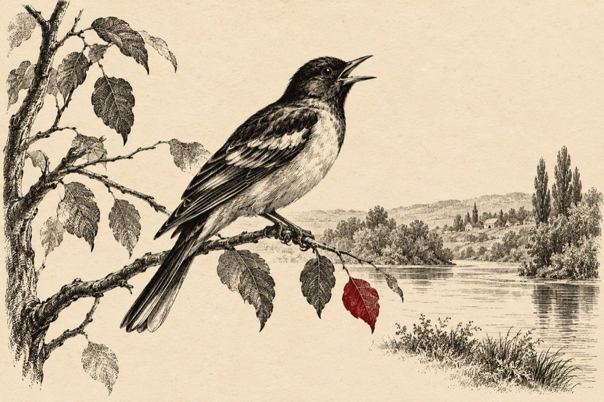 Ilustrație pentru poezia „Grangurul”