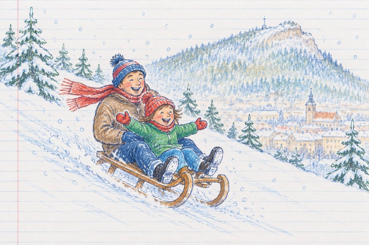 Ilustrație pentru poezia „Ninge la Brașov”