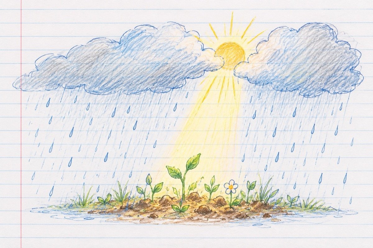 Ilustrație pentru poezia „Plouă”